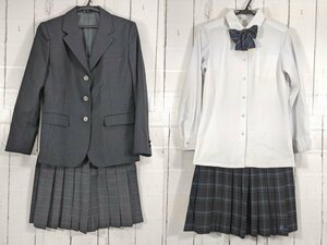 【as036】大阪府 大阪つくば開成高校 女子学生服 制服 ブレザー+長袖カッターシャツ+夏服・冬服スカート+リボン◆e78