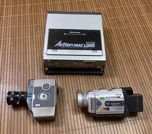 T9-036・昭和レトロ.骨董★ジャンク品/National NV-100 VHSビデオデッキ＊YASHICA 8-E カメラ＊ソニー デジタルビデオカメラ (まとめ3点)