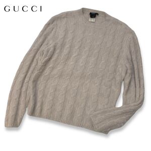 7 国内正規品 GUCCI グッチ CABLE KNIT SWEATER アンゴラ ウール ケーブルニット セーター L イタリア製 メンズ