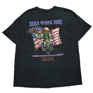 【訳あり品】BIKE WEEK　2002 胸ポケ　タートルズぽいキャラ　Tシャツ