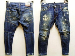 ●即決[46]DSQUARED2 13SS TIDY BIKER JEAN アンカーマーク S71LA0636 スクラッチ イカリ 碇 デニム スリム タイディバイカー パンツ■975