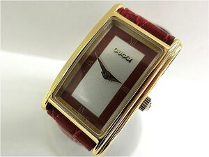 キングラム[19]GUCCI グッチ 2600L QZ クォーツ ボルドー色 腕時計 動作品 1円～@C882 S