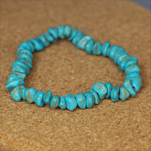 [BRACELET] Turquoises Blue Stone ナチュラル ターコイズ ブルー 不規則 ストーン ビーズ ブレスレット 7-12x180mm