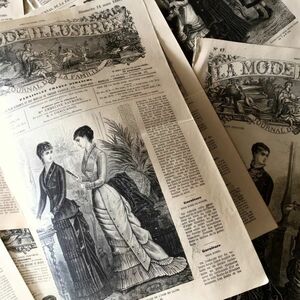 19世紀 フランスアンティーク 永遠の淑女とモード新聞 LA MODE ILLUSTREE 雑誌 ファッション ビクトリアン コラージュ 紙もの スクラップg