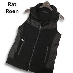 Rat Roen ラット ロエン 通年 スウェット★ フルジップ ベスト Sz.M　メンズ 黒　C4T08943_A#O