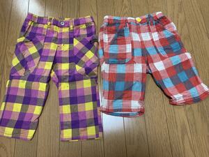 ★JUNKSTORE、BREEZE チェック ハーフパンツ 2枚組 130 ★