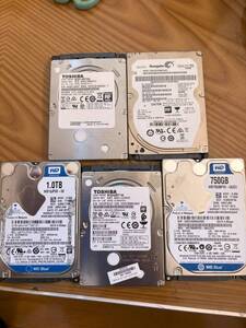 【5個セット】HDD 2.5インチ 500GB×2枚・750GB×1枚・1TB×2枚 SATA接続、エラーセクタ無し