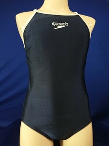 ka_4549s ★定形外 配送★ Speedo スピード 光沢 ネイビー 白パイピング Yバック ハイカット 競泳水着 150(M)