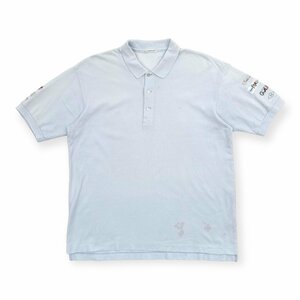 Papas パパス ワッペン付き 鹿の子 半袖 ポロシャツ サイズ L /水色/メンズ/ゴルフ/日本製