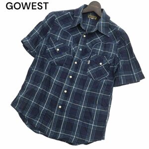 GOWEST ゴーウエスト 春夏 半袖 【麻★リネン混】 ウエスタン チェック シャツ Sz.1　メンズ 日本製　C4T04036_4#A