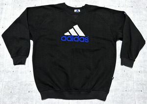 90s アディダス 万国旗タグ 前V ガゼット スウェット トレーナー デカロゴ　　ビッグロゴ 刺繍ロゴ クルーネック adidas 90年代 玉7957