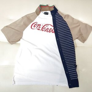 kolor カラー ハード天竺 S/S Tee 3 ドッキングTシャツ 再構築 マルチカラー 21SCM-T08204 コンクリート コカコーラ風ロゴ