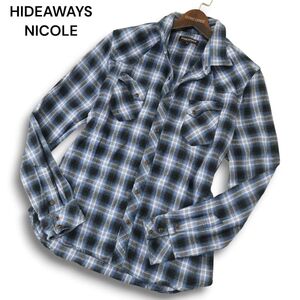 HIDEAWAYS NICOLE ハイダウェイ ニコル 秋冬 襟袖ワイヤー★ 長袖 ウエスタン チェック ネル シャツ Sz.46　メンズ　A4T11809_B#B