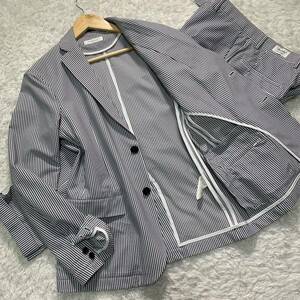 【極美品・M】UNITED ARROWS ユナイテッドアローズ　夏用 スーツ セットアップ ジャケット パンツ シアサッカー　　ストレッチ メンズ