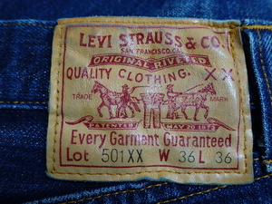 ■1215■米国製 アメリカ製 リーバイス LEVIS デニム 501XX W36 赤耳 ボタンフライ 革パッチ BIG E ●