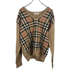 美品　Vintage BURBERRY ヴィンテージ　バーバリー　レディース　ベージュ　ノバチェック　長袖　ニット　セーター