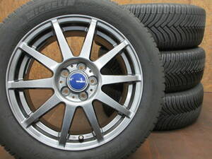 ★5穴PCD100 CF-01 + オールシーズン ミシュラン CROSS CLIMATE 205/55R16 4本セット[86 BRZ カローラスポーツ インプレッサ レクサスCT]