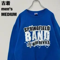 古着 ジャージーズ スウェット BLUE DEVILS 奇抜プリント 青 M