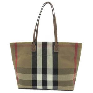 バーバリー トートバッグ BURBERRY ロンドン コットン チェック柄 8084047 TAUPE BROWN 肩掛け A4対応 アウトレット レディース