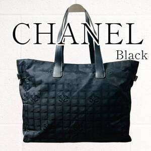 【良品】CHANEL(シャネル) ニュートラベルライン トートバッグ GM 6番台 黒 ブラック