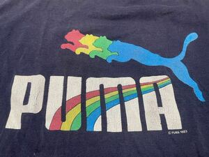 80s USA製 ４連プーマ レインボーTシャツ グッドデザイン サイズL ビンテージ PUMA オアシス ブラー モッズ ブリットポップ