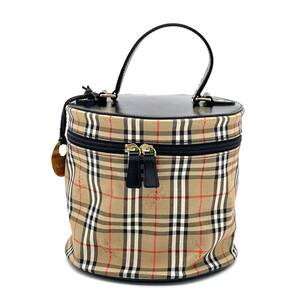 1円 美品 Burberrys BURBERRY バーバリー ノバチェック シャドーホース バニティバッグ ハンドバッグ ブラウン ブラック