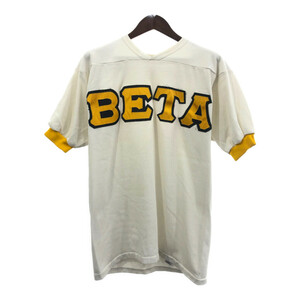 90年代 USA製 RUSSELL ATHLETIC ラッセル BETA フットボールＴシャツ カレッジ ホワイト (メンズ L) Q6134