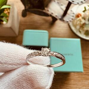 ◇ティファニー◇Tiffany&Co. ハーモニー ハーフサークル ダイヤモンド リング 指輪 Pt950 プラチナ 2.4g D0.18CT ブランド