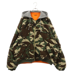 VETEMENTS ヴェトモン 22AW×ALPHA HOODED CAMO BOMBER アルファ カモ柄 リバーシブル ボンバージャケット UA53JA900C カーキ/オレンジ