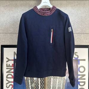 【即決/即納】MONCLER GAMME BLUE モンクレール ガムブルー GIROCOLLO 肩ワッペン メンズ ブルゾン ネイビー 首元ニット サイズL 本物