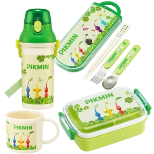 4点 PIKMIN(ピクミン) - お弁当箱 450ml トリオ(箸・スプーン・フォーク) コップ 水筒 日本製 任天堂 Switch キャラクター (新品未開封品)