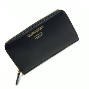 ★未使用★BURBERRY バーバリー ホースフェリープリント レザー ジップアラウンドウォレット ブラック ファスナー 長財布 8014695