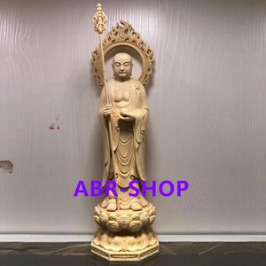 新入荷★総檜材 仏教美術 精密彫刻 仏像 仏師で仕上げ品　地蔵菩薩立像 高さ28cm