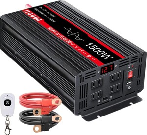  1500W 純正弦波インバーターDC 12VをAC 100V 瞬間最大3000W,50Hz/60Hz切替可能,カーインバーター, AC コンセント×4 (1500w-12v)