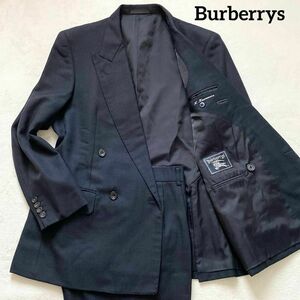 A10 Burberrys　バーバリー　スーツセット　ネイビー　濃紺色　A4表記（S〜M相当）　ダブルスーツ　ヴィンテージ