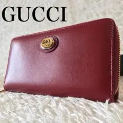 GUCCI グッチ 財布 インターロッキング レッド ゴールド レディース 美品