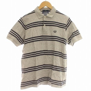 フレッドペリー FRED PERRY ポロシャツ 半袖 ボーダー 鹿の子 M グレー /☆G ■MA メンズ