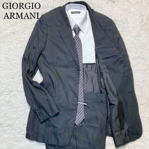 【美品】ジョルジオアルマーニ スーツ ブラック 黒 シルク混 52 2XL