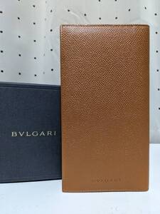 未使用品 BVLGARI ブルガリ クラシコ 20308 グレインレザー 二つ折り ロングウォレット 札入れ 長財布 小銭入れ無し キャメル