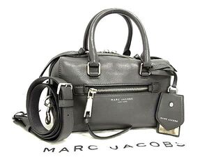 1円 ■美品■ MARC JACOBS マークジェイコブス レザー 2WAY ハンドバッグ ショルダーバッグ 斜め掛け レディース グレー系 FJ3434