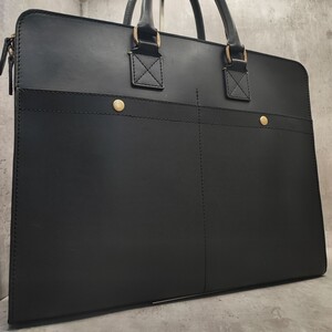 美品/定価5万円●Paul Smith ポールスミス メンズ ブリーフケース ビジネスバッグ トート PC収納可 A4可 牛革 カーフレザー 黒 ブラック