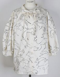 23 STELLAMcCARTNEY ステラマッカートニー リワイルド ドゥードル プリント ツイル トップス シャツ size 42 shirt tops b8159