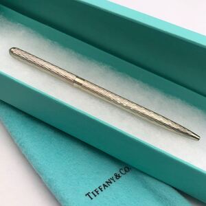 ★E12221/TIFFANY&Co. ティファニー/ボールペン/925 STERLING スターリング/ツイスト式/シルバー/保管袋・箱付/動作未確認 す