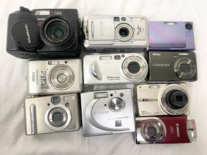 1H042 Canon IXY/Nikon COOLPIX/SONY Cyber-shot/FUJIFILM FinePix/SANYO/OLYMPUS/CASIO デジタルカメラ デジタル一眼 ジャンク 10点まとめ