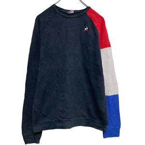 le coq sportif プリント スウェット トレーナー キッズ L~ ルコックスポルティフ ブラック ラグラン 古着卸 アメリカ仕入 a609-6949