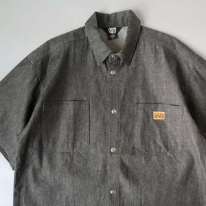 最後の１着【DEADSTOCK F.B. COUNTY ブラックデニム ショートスリーブワークシャツ 実寸L - XL程度 USA製】ビンテージFBカウンティ表記M