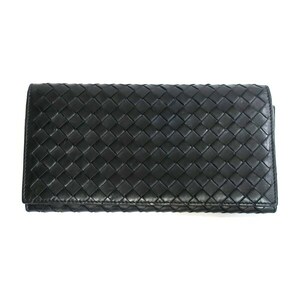 Bottega Veneta ボッテガ・ヴェネタ 156819 イントレーチャート レザー 2つ折り 長財布 ブラック 中古品 used AB