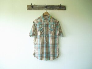 S/S WESTERN SHIRTS（ダブルワークス）ベージュ/サックス　＠38　半袖　ウエスタン　WAREHOUSE　コットン100%　絶版　デッドストック　新品