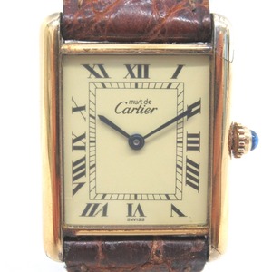 KR225211 カルティエ 腕時計 クォーツ スクエア ヴェルメイユ 925 マストタンク 590005 レディース CARTIER 中古 難あり