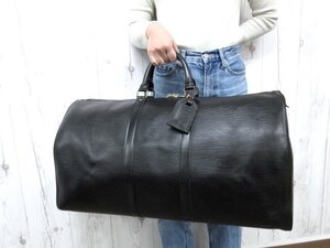 極美品 LOUIS VUITTON ルイヴィトン エピ キーポル55 ノワール ボストンバッグ ハンドバッグ バッグ M42952 レザー 黒 A4可 メンズ 79706Y